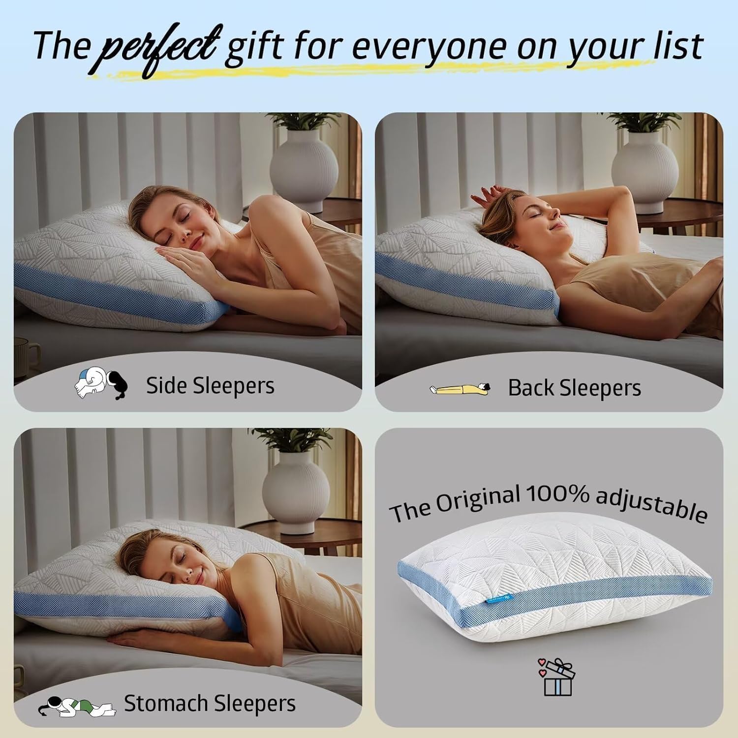 BETU Cooling Standard Pillow, Shredded Memory Foam Cool Pillow for Hot Sleepers, Adjustable Firm Soft Support Bed Pillows Perfect for…
