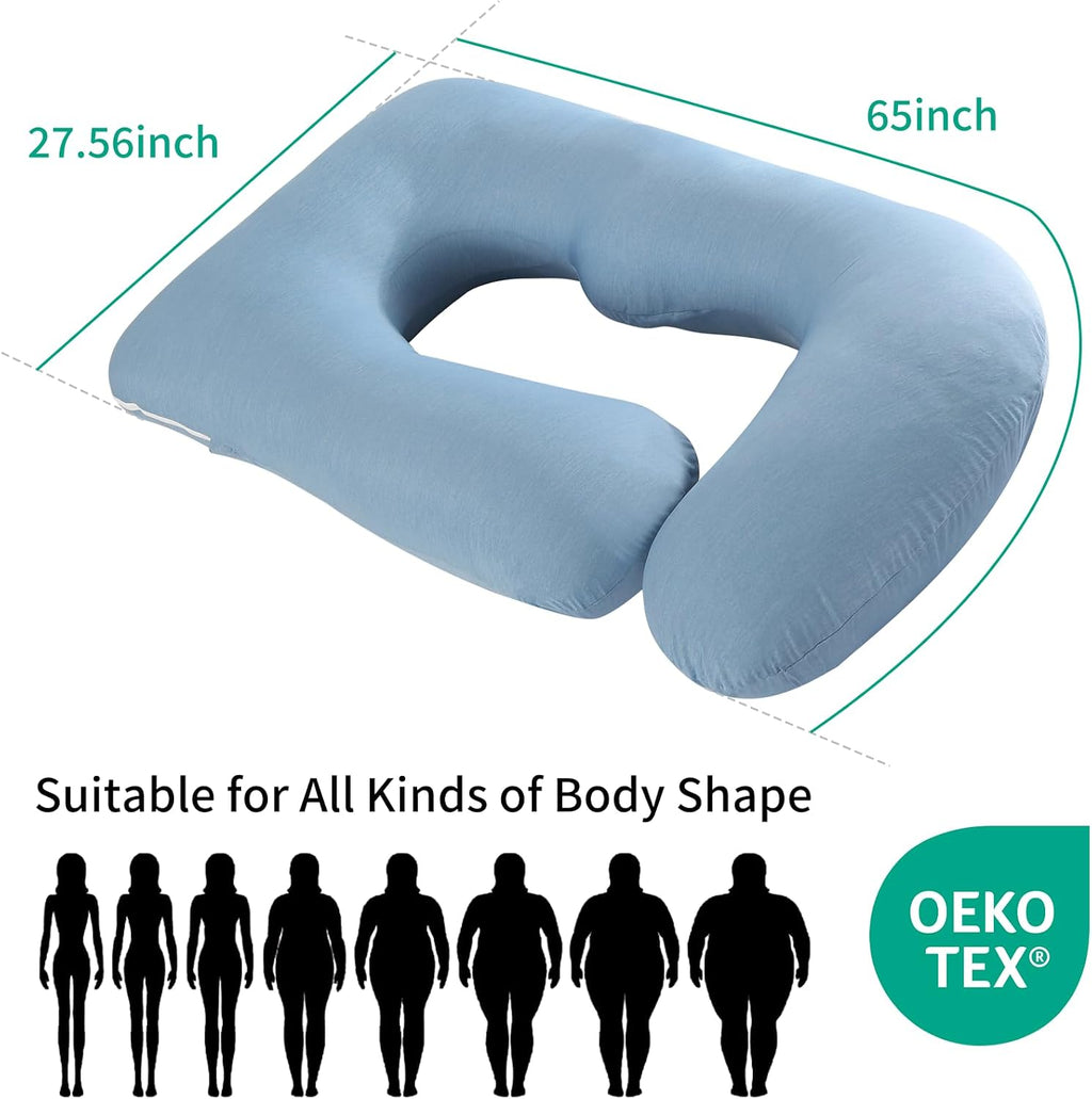 U-Shaped Pregnancy Pillow for Sleeping, Full Body Support for Back, HIPS & Belly - 65 Inch Maternity Pillow with Machine Washable Cover |…