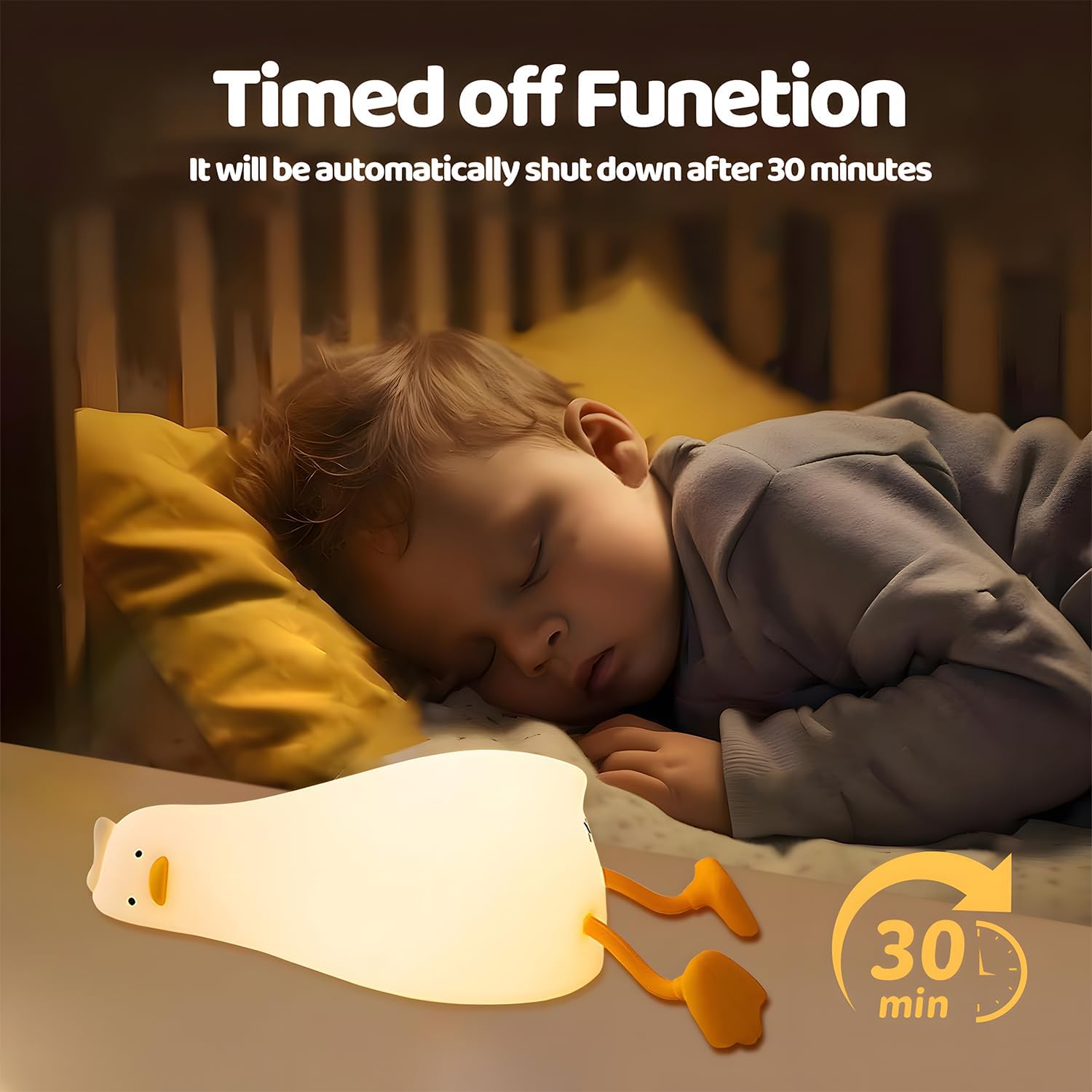 Rytinazzz Silicone Night Light for Kids, 50H Long Battery Duck Lamp (Lying), Gift for Kids, Soft Dimmable Bedside Light, Rechargeable Tap…
