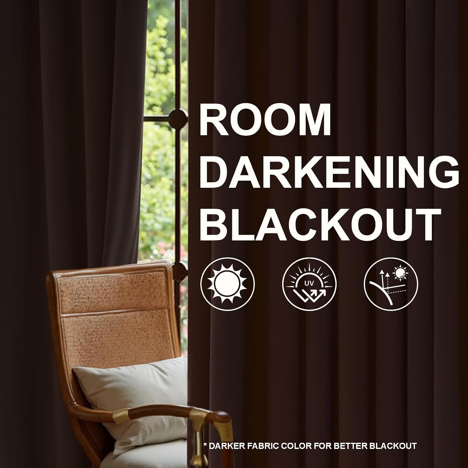 Drapenova Dark Brown Velvet Curtains 84 Inches Long for Living Room Bedroom Tan Luxury Vintage Pinch Pleat Blackout Thermal Insulate…