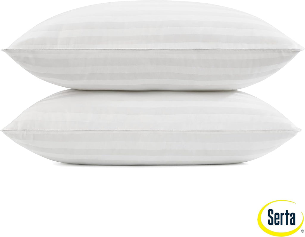 Serta Won't Go Flat Down Alternative Bed Pillows, Extra Life Foam Core with Medium Support, Perfect for Back, Stomach or Side Sleepers (2 P…