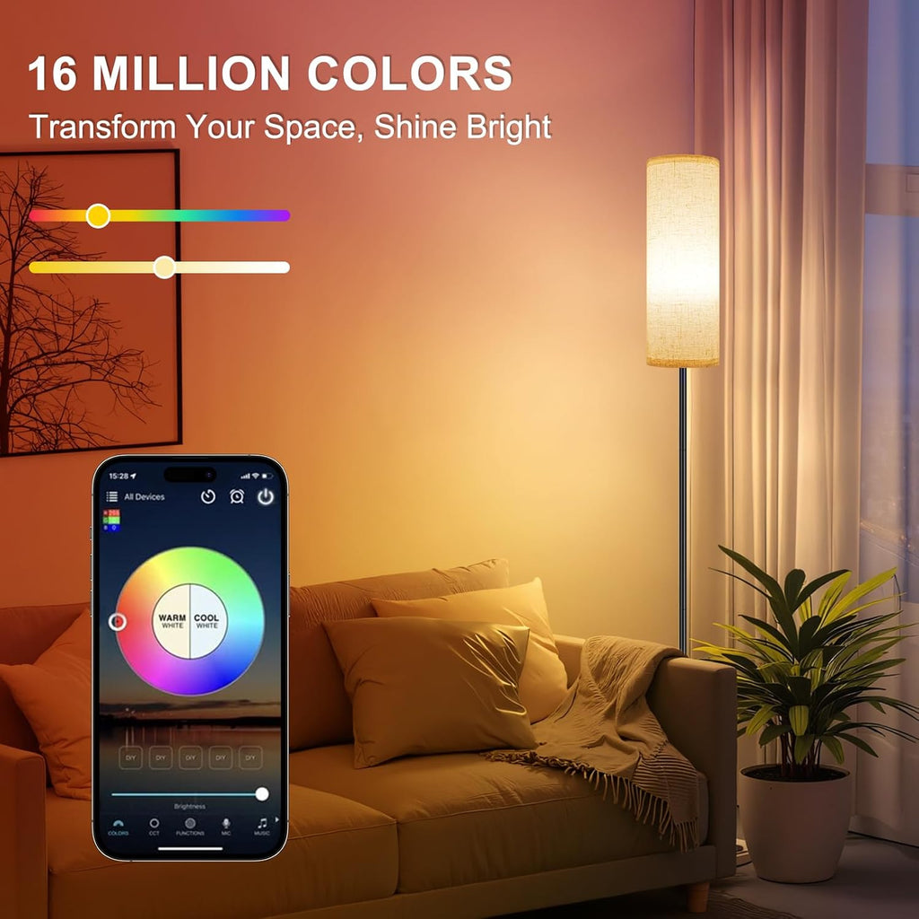 FRIDEKO HOME Floor Lamp, 9W 800LM Color Changing Smart Lamp with Music Sync, App & Remote Control, Adjustable Brightness & Color…