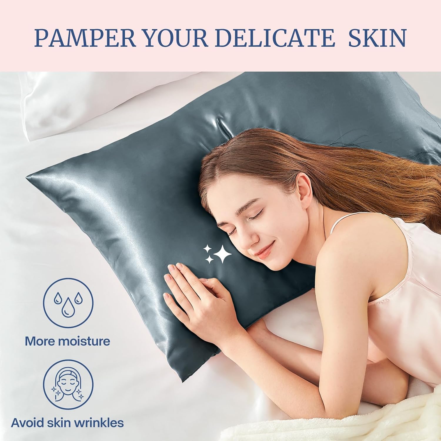 Bedelite Satin Pillowcase for Hair and Skin, Super Soft and Cooling Similar to Silk Pillow Cases 2 Pack with Envelope Closure, Gift for Wom…