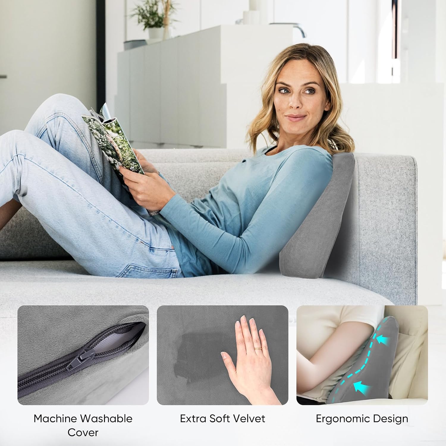 Ahuawa Back Support Pillow for Recliner Chair, Memory Foam Couch Back Cushions Ergonomic Large Lumbar Support Pillow for Lower Back, with…