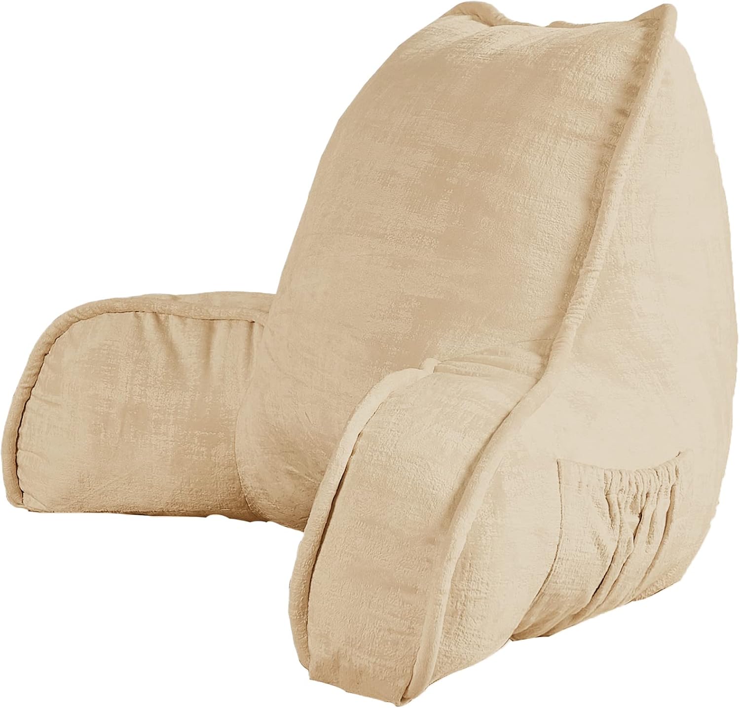 Bytide DIY Assembly Art Velvet Backrest Reading Bed Rest Pillow with Arms & Pockets, 18" H for Sitting in Bed Couch Sofa, Back Support Cush…