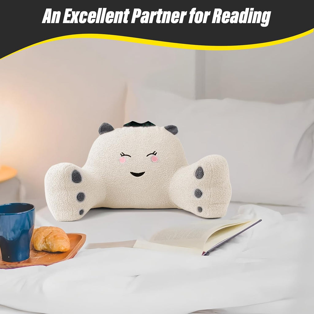 Ajicong Reading Pillow for Sitting in Bed Couch Teens/Adult, Back Rest Pillow for Sitting Up in Bed with Shredded Memory Foam, Includes Arm…