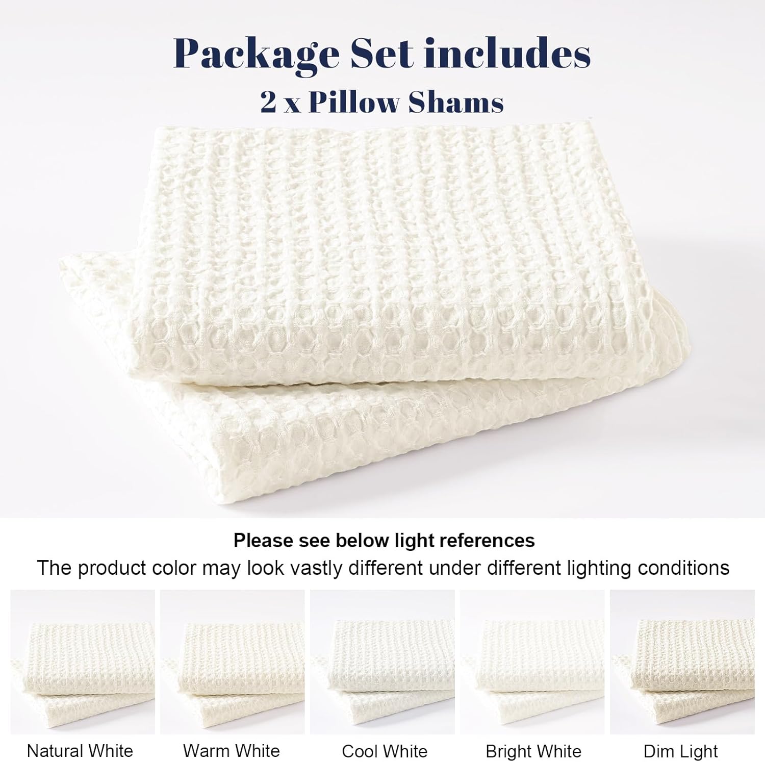 Phf Ultra Soft Waffle Weave Pillow Shams King Size, No Insert, 2 Pack 20" x 36" Pillowcases, Breathable & Skin-Friendly Pillow Cases, Stylis…