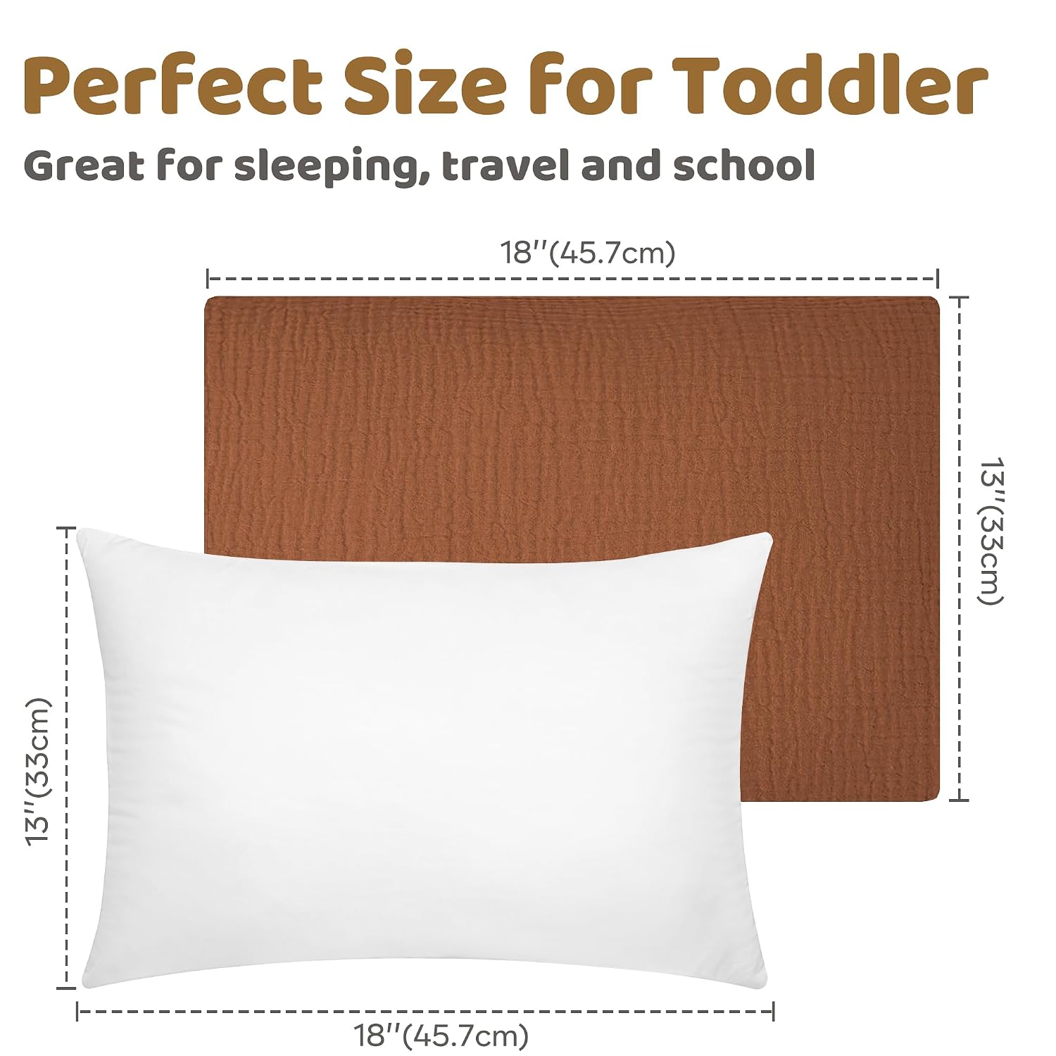 ProGoleem Pro Goleem Toddler Pillow with 100% Muslin Cotton Pillowcase – 13x18 Ultra Soft, Breathable & Machine Washable Kids Pillow for Sl…