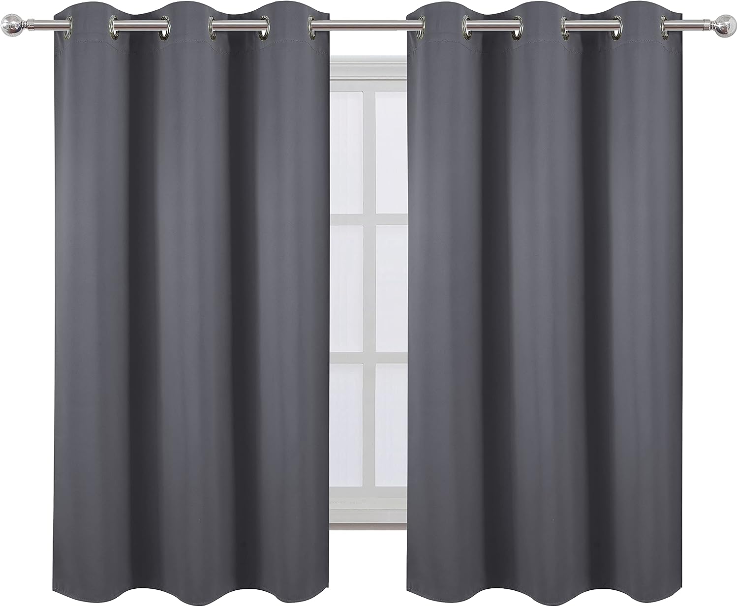Lemomo Grey Blackout Curtains for Bedroom Room Darkening Curtains/38 x 54 Inch Long Set of 2 Panels Draperies Thermal Insulated Living Room…