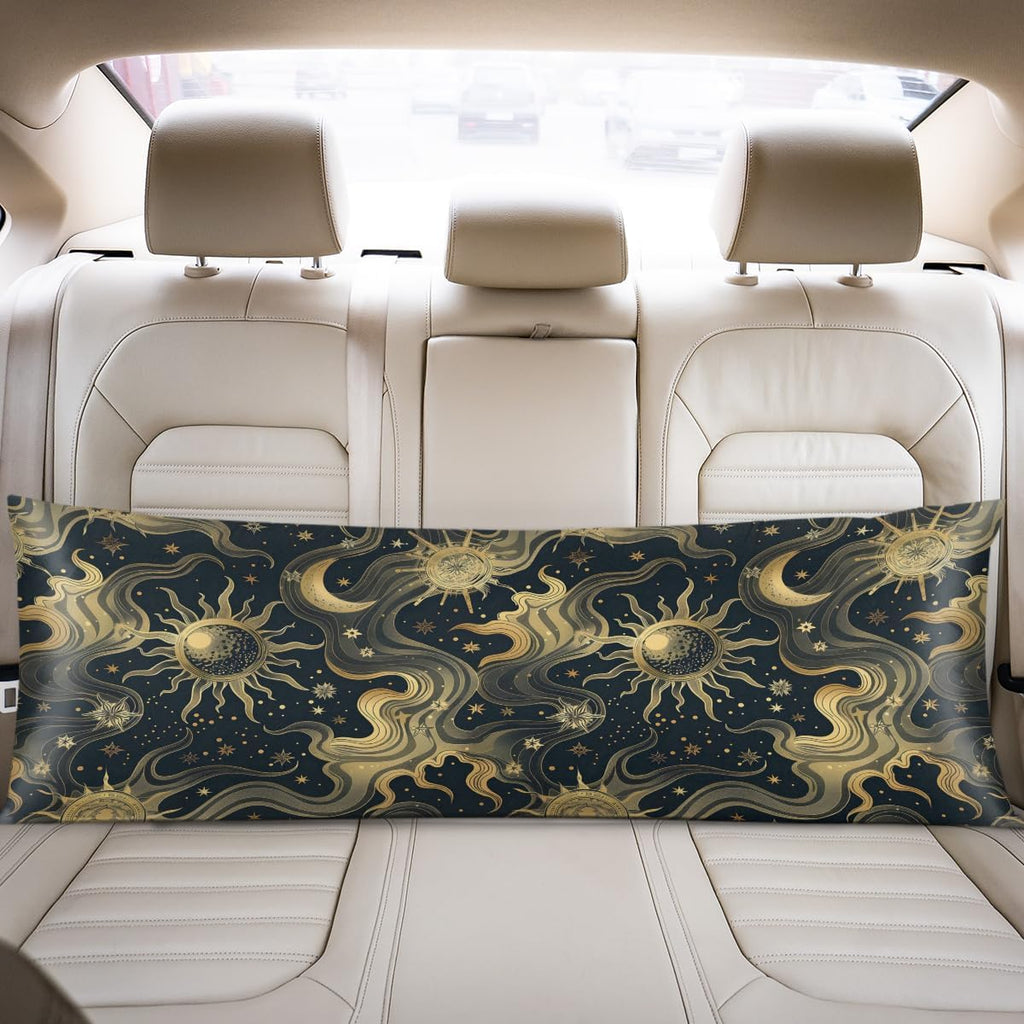 Sun Stars Moon Pattern Body Pillow Covers Decorative Soft Bedding Satin Pillowcase with Zipper Closure Cooling Breathable Long Pillow…