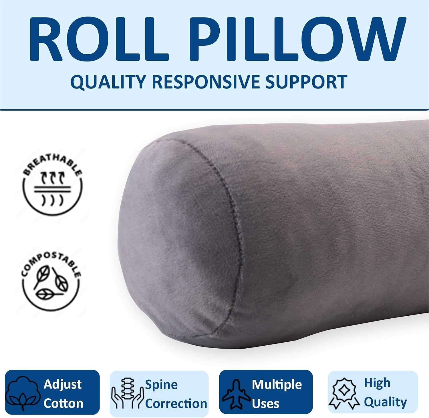 AntiCellulite everyday comfort Cervical Neck Roll, Comfortable and Highly Resilient Bolster Pillows, Round Neck Pillows Support for…