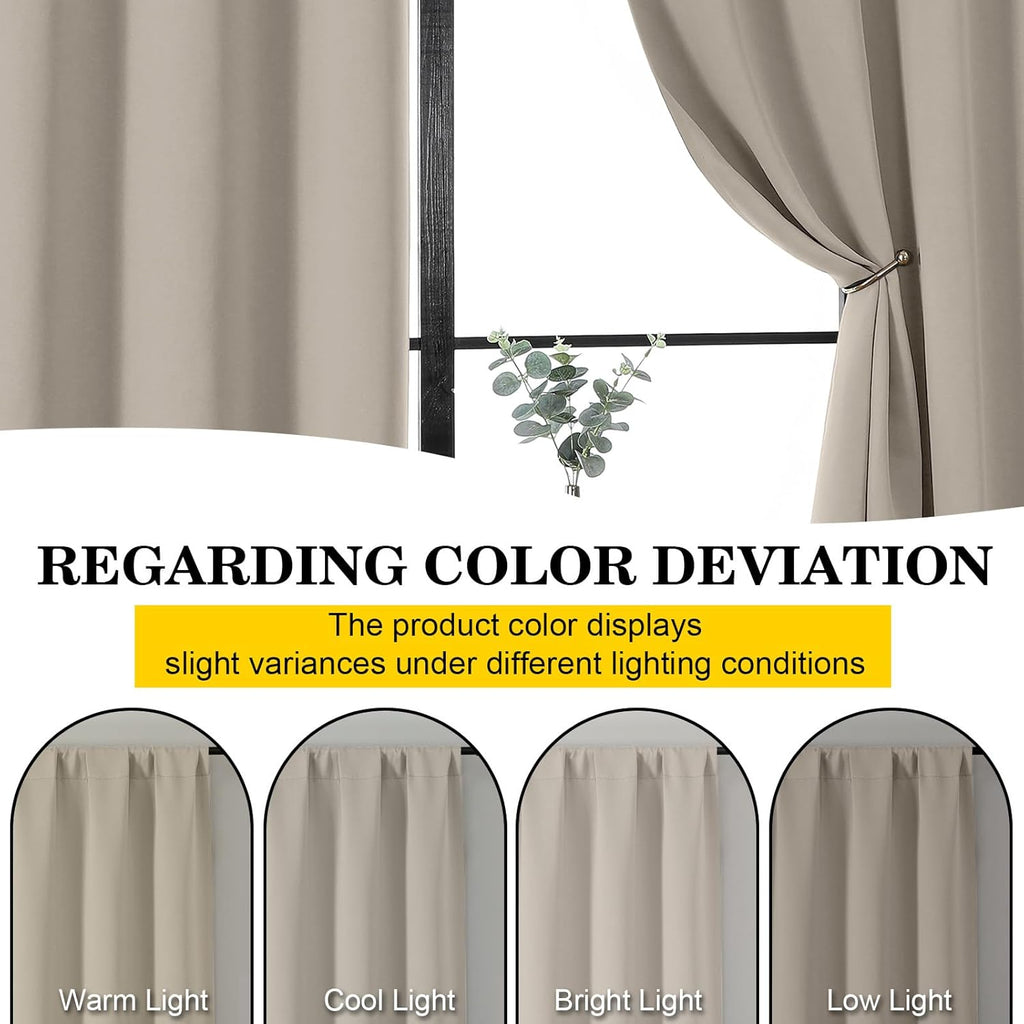WelvetBLK Stone Room Darkening Curtains for Bedroom Living Room 45 Inch Length 2 Panels Set, Soft Solid Thermal Insulated Rod Pocket Short…