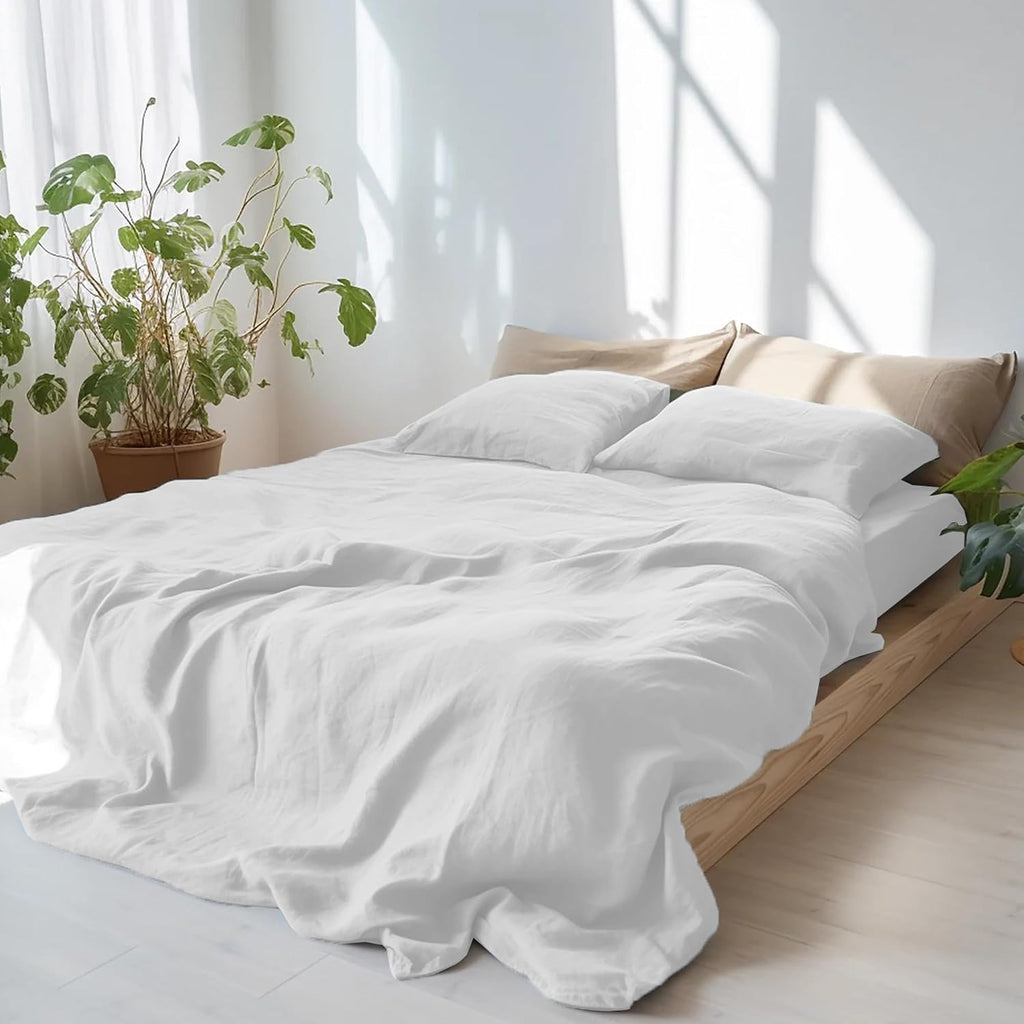 Chuffed Linen Pillow Cases 2 Pack 100% Linen Standard Pillowcases, Breathable and Cooling Washed Queen Pillow Shams with Zipper Closure, 20…