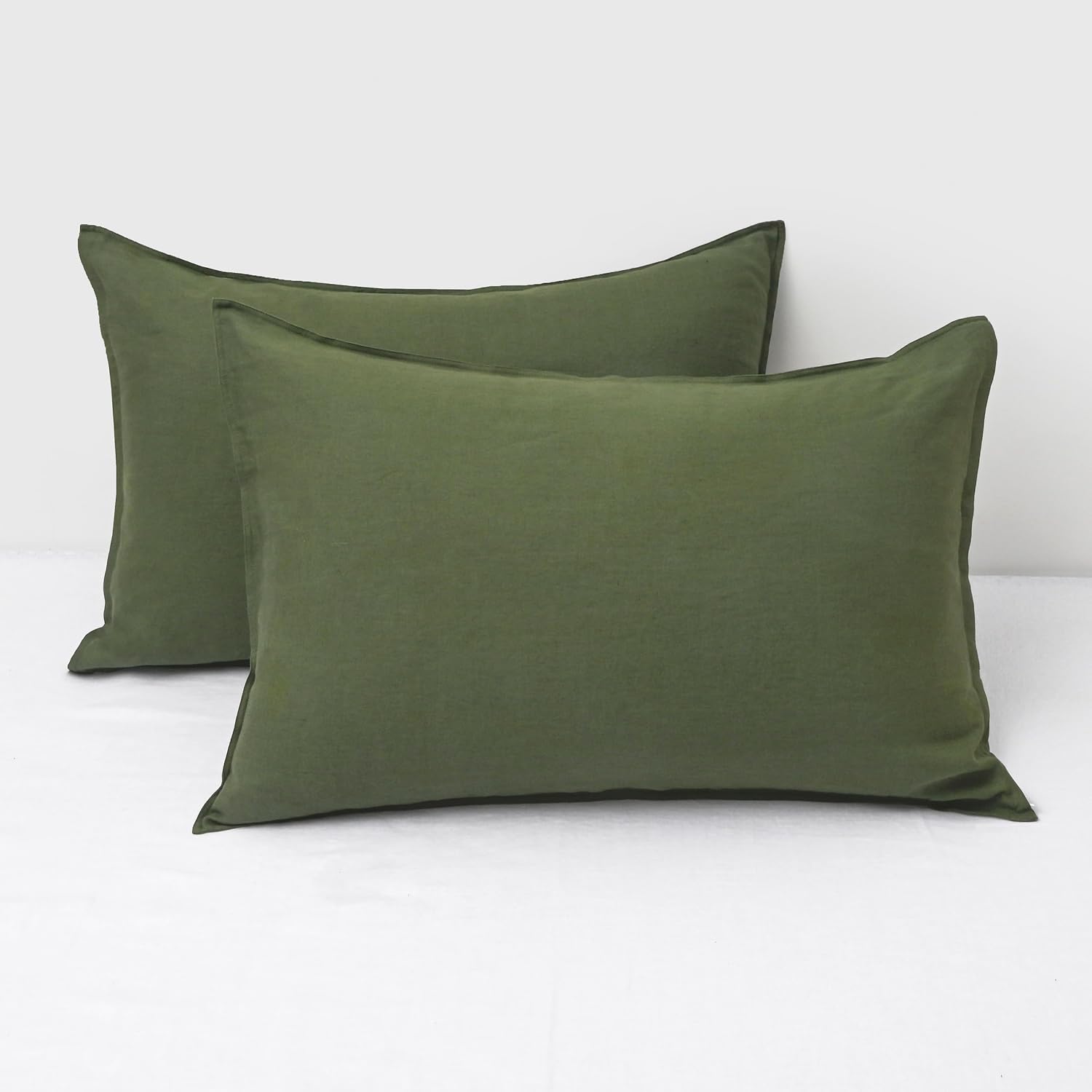 Chuffed Linen Pillowcases 2 Pack 100% Linen Standard Pillow Cases, Breathable and Cooling Washed Pillowshams with Zipper Closure, 20x26 Inc…