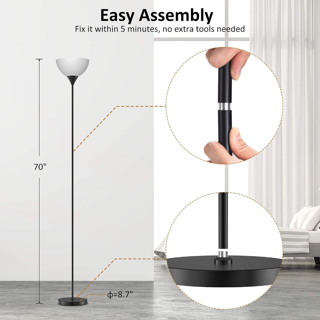 PESRAE Floor Lamp, Remote Control with Stpeless Color Temperatures and Brightness, Torchiere lamp for Bedroom, Living Room, Bulb Included…