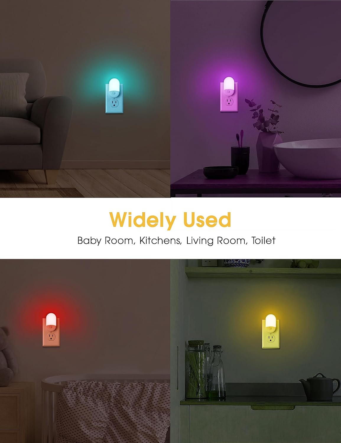 L LOHAS LED Night Light for Kids [2 Pack], 8-Color Changing Night Lights Plug into Wall, RGB LED Nightlights, Nightlight with Light…