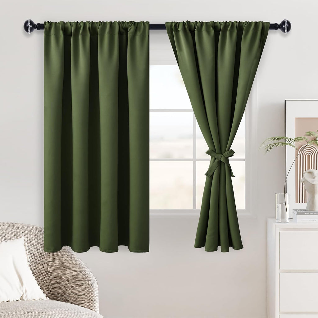 Jiuzhen Blackout Curtains for Bedroom– Thermal Insulated, Noise Reducing Room Darkening Privacy Rod Pocket Drapes for Living Room, Set of 2…