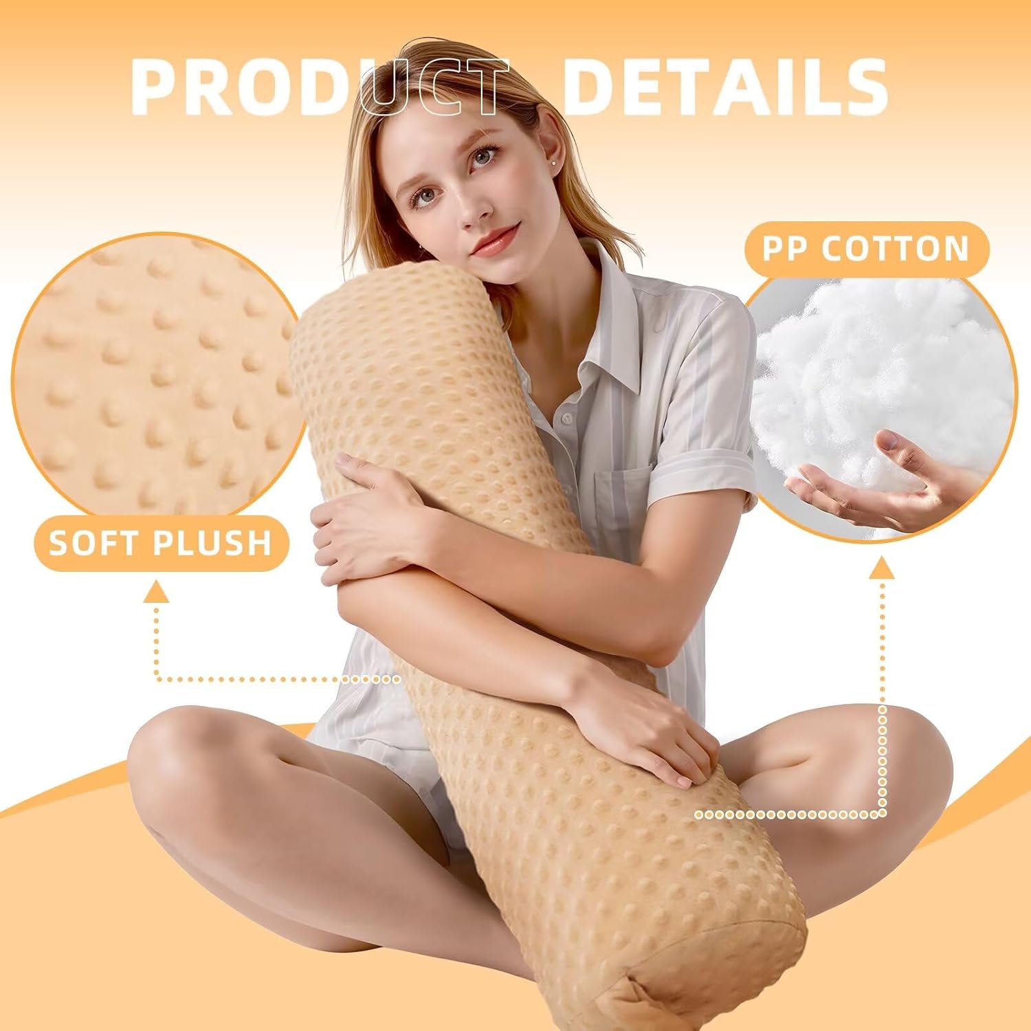 Neck Roll Cervical Pillow for Neck 24IN Long Neck Pillows for Bed Round Bolster Pillows for Sleeping Plush Bolster Pillow for Neck Legs…
