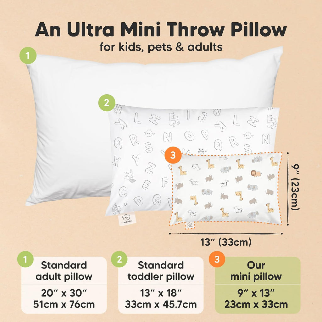 Mini Toddler Pillow with Pillowcase - 9x13 My Little Dreamy Travel Kids Pillow for Sleeping, Toddler Bed, Small, Tiny, Organic Cotton…