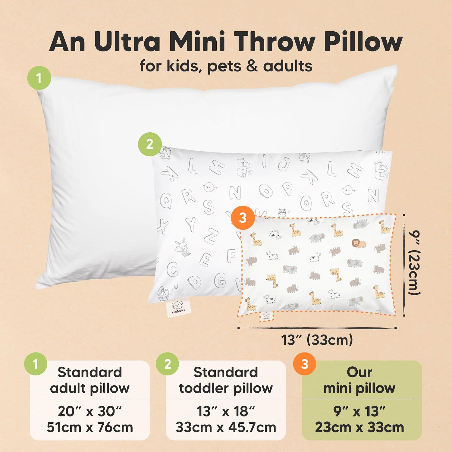 Mini Toddler Pillow with Pillowcase - 9x13 My Little Dreamy Travel Kids Pillow for Sleeping, Toddler Bed, Small, Tiny, Organic Cotton…