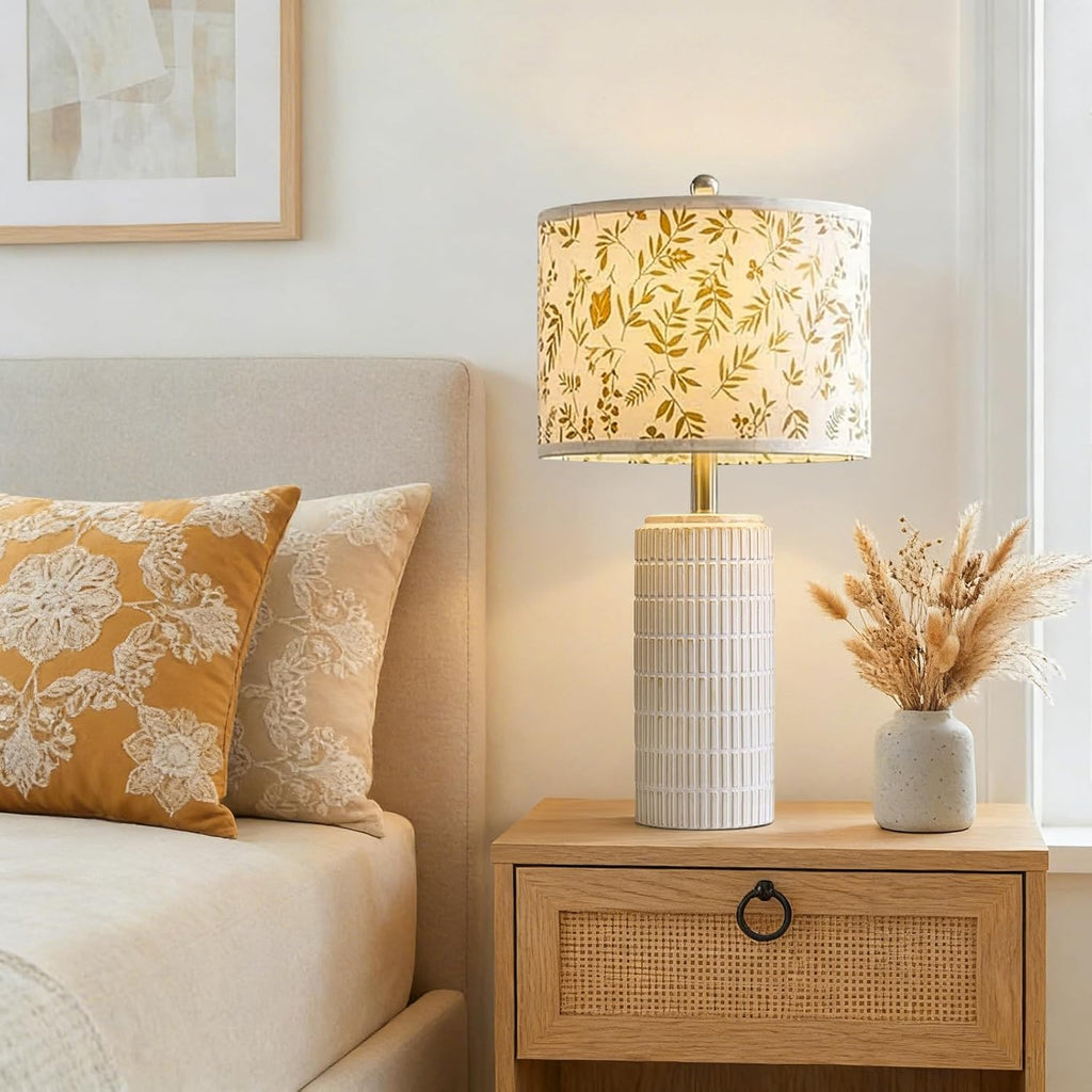 PoKat 23'' Dried Flowers Table Lamp for Bedroom Nightstands, Birthday Gifts for Women Mom, House Warming Gifts New Home Decor, Ceramic…