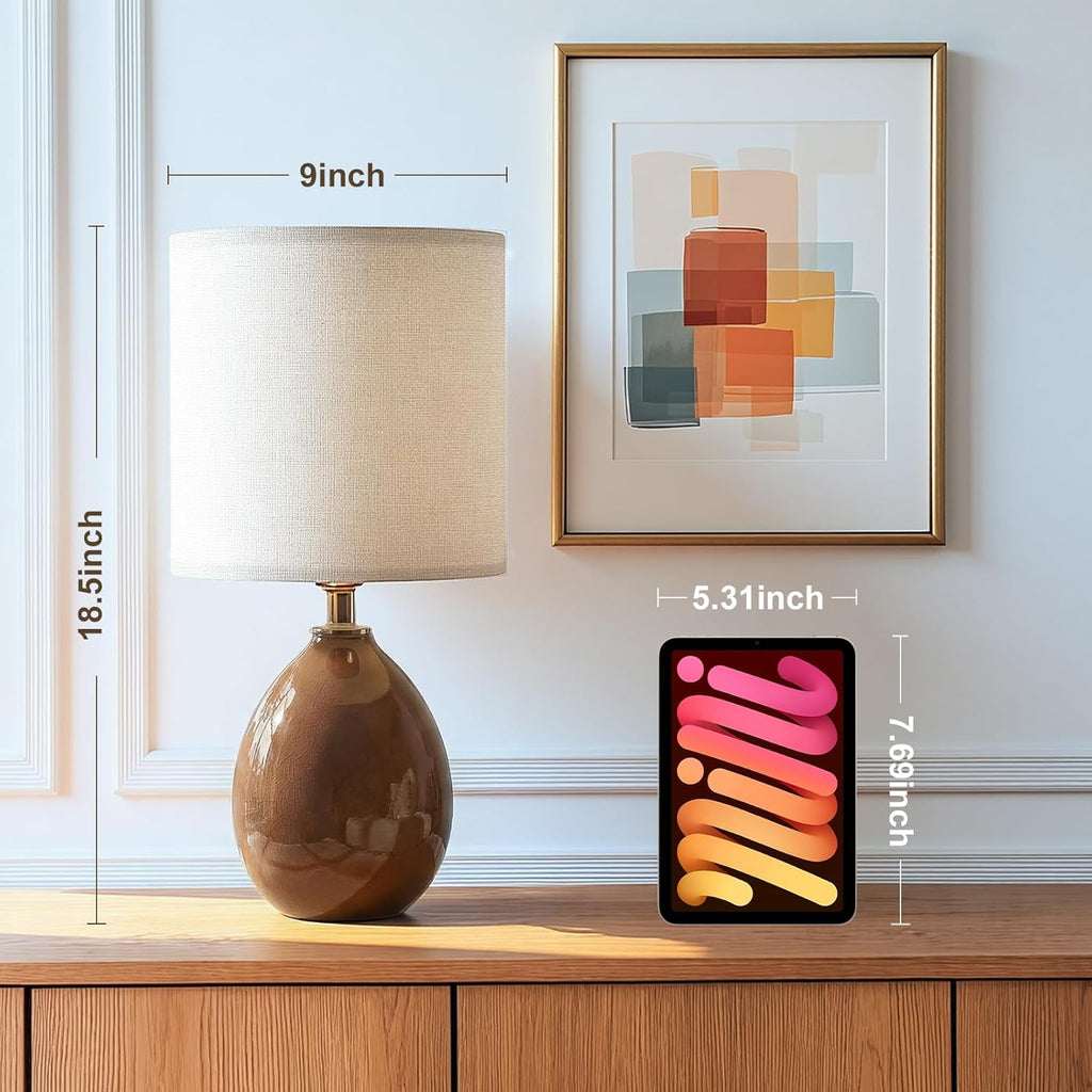 Dawnwake 18.5" Table Lamp Set of 2 for Living Room Bedroom, Bedside Lamps for Night Stands, Desk Nightstand Lamp Dimmable, Modern Linen…