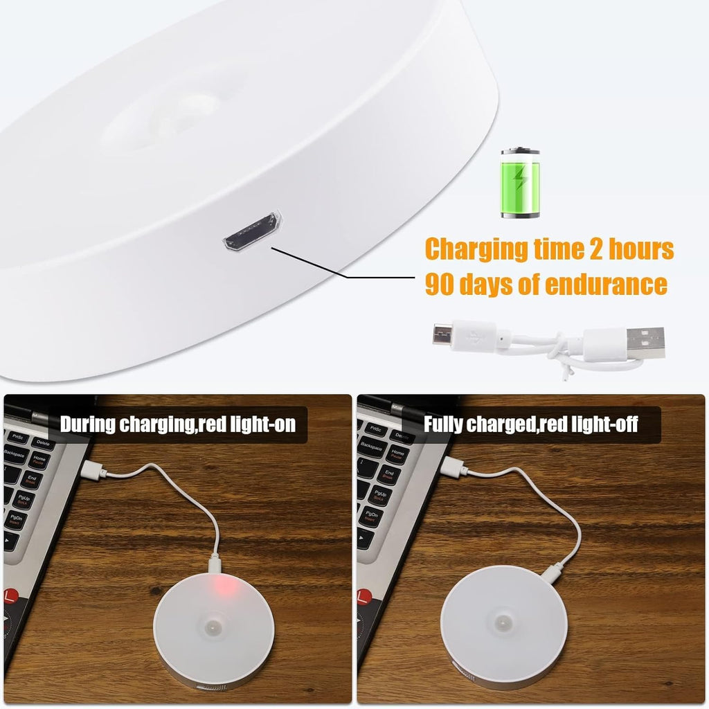 Upgraded Motion Sensor Light, 8 LEDs, 3 Pack Rechargeable, 120 Detection, 3 Modes - Closet, Bedroom, Stair, Hallway Light - 6000K Cold White