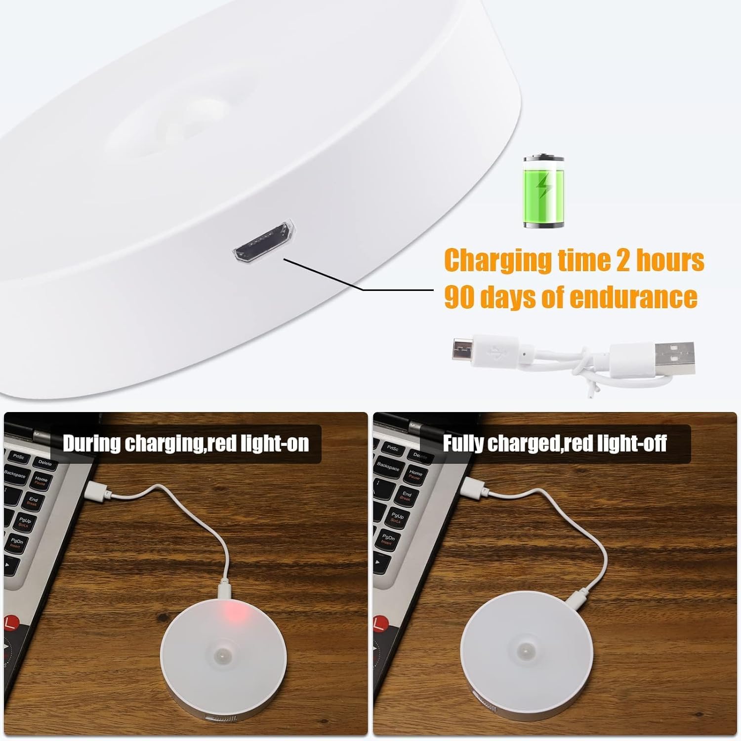 Upgraded Motion Sensor Light, 8 LEDs, 3 Pack Rechargeable, 120 Detection, 3 Modes - Closet, Bedroom, Stair, Hallway Light - 6000K Cold White