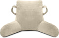 Reading Pillow for Sitting in Bed Adult, Bed Reading Pillow with Shredded Memory Foam, Back Pillow for Sitting with Arms and Pockets, Beige