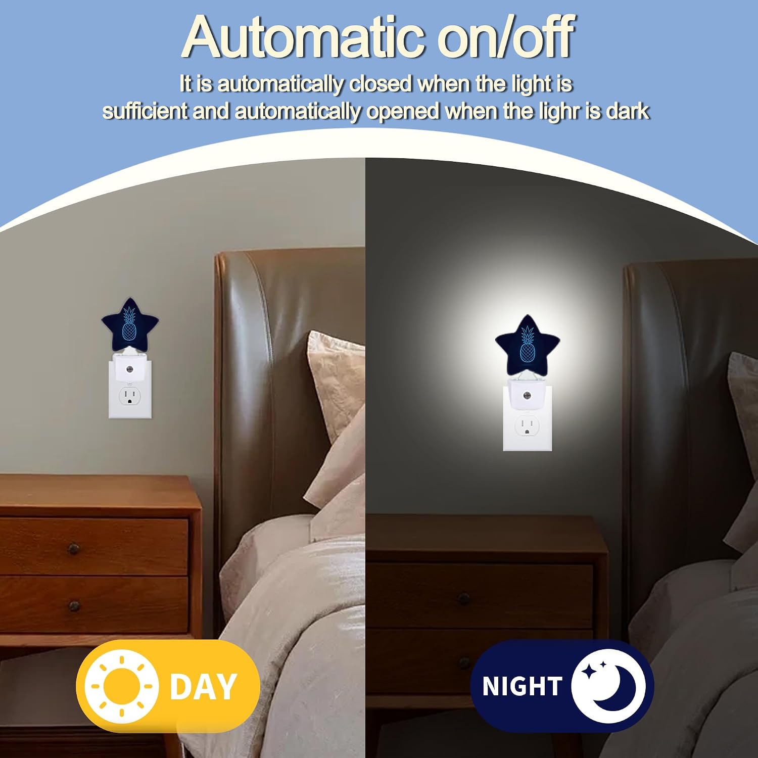 Snowmolle Pineapple Starry Sky Nightlight, Abstract Blue Line Star Night Lights Plug into Wall Decorations for Bedroom Bathroom, Dusk to Dawn…