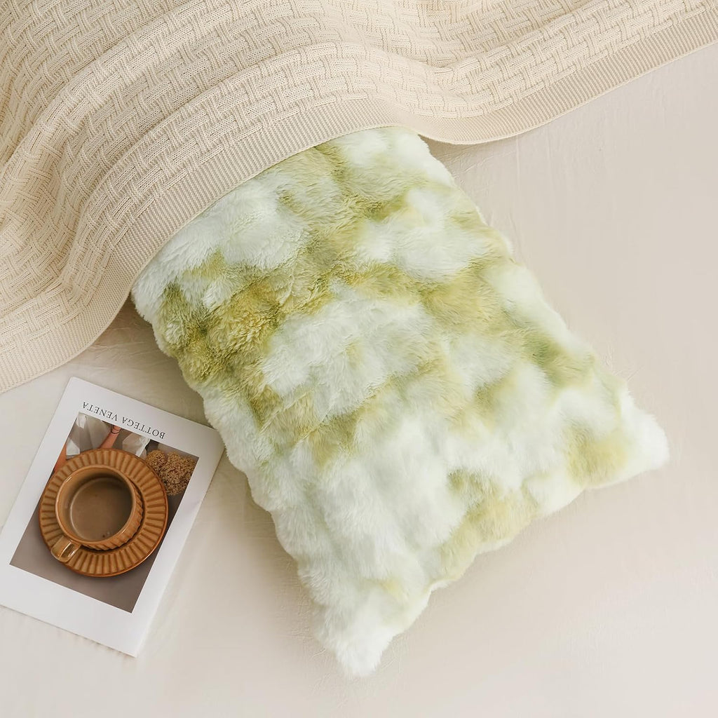 Chumerry Green Fluffy Body Pillow Cover Faux Fur Pillowcase Extra Soft Fuzzy Plush Long Pillow Cover Gradient Green Shaggy Body Pillow Case…