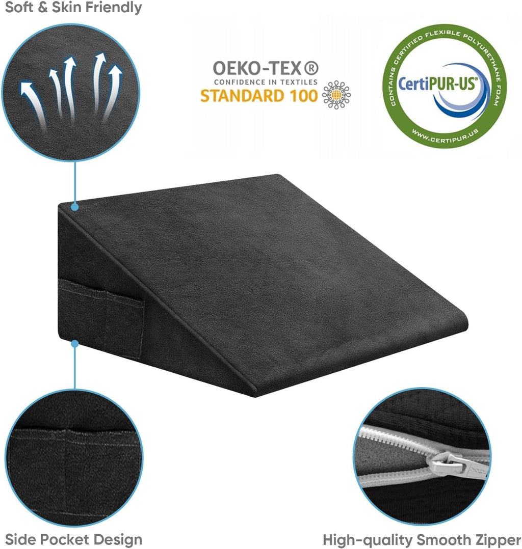 Oaisz Wedge Pillow, 10 Inch Bed Wedge Pillow for Headboard, Pillow Wedge for Acid Reflux Relief, After Surgery, Sleeping, Back, Memory Foa…