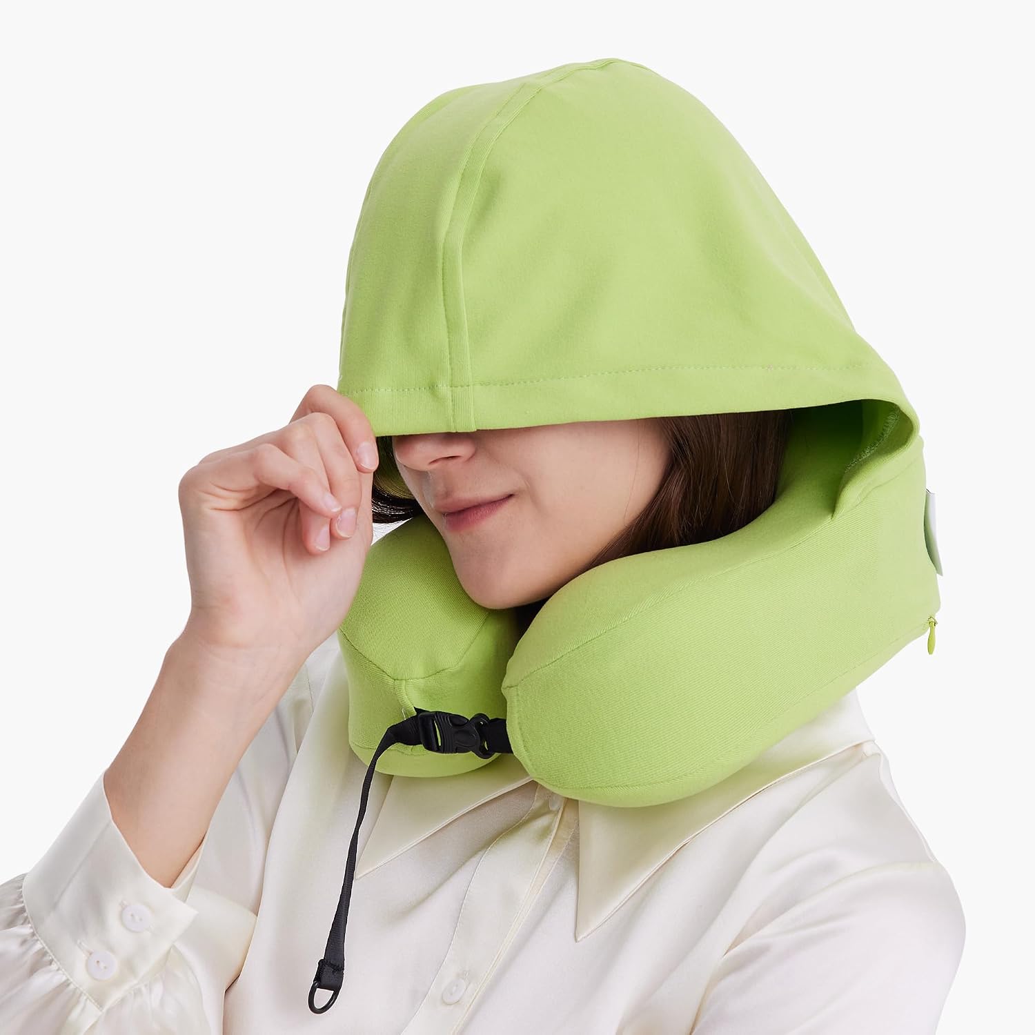 Privacy-Friendly Hooded Travel Pillow for Kids & Adults, Sensory-Friendly, Memory Foam Neck Support for Airplane, Car & Train, Breathable…