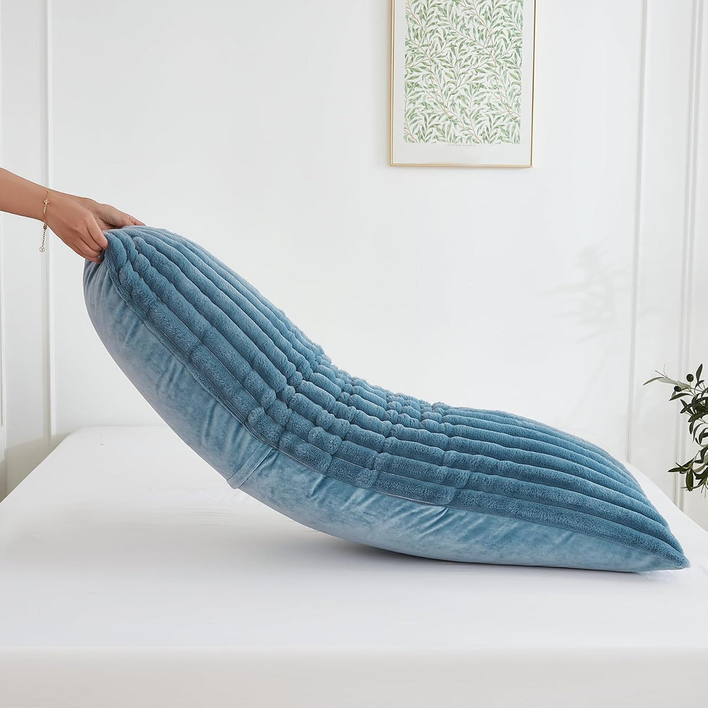 Memfydu Full Body Pillow with Fluffy Stripe Faux Fur Removable Cover, Long Bed Pillow Adult 20x54 Inches for Side Sleeper and Pregnancy, Du…
