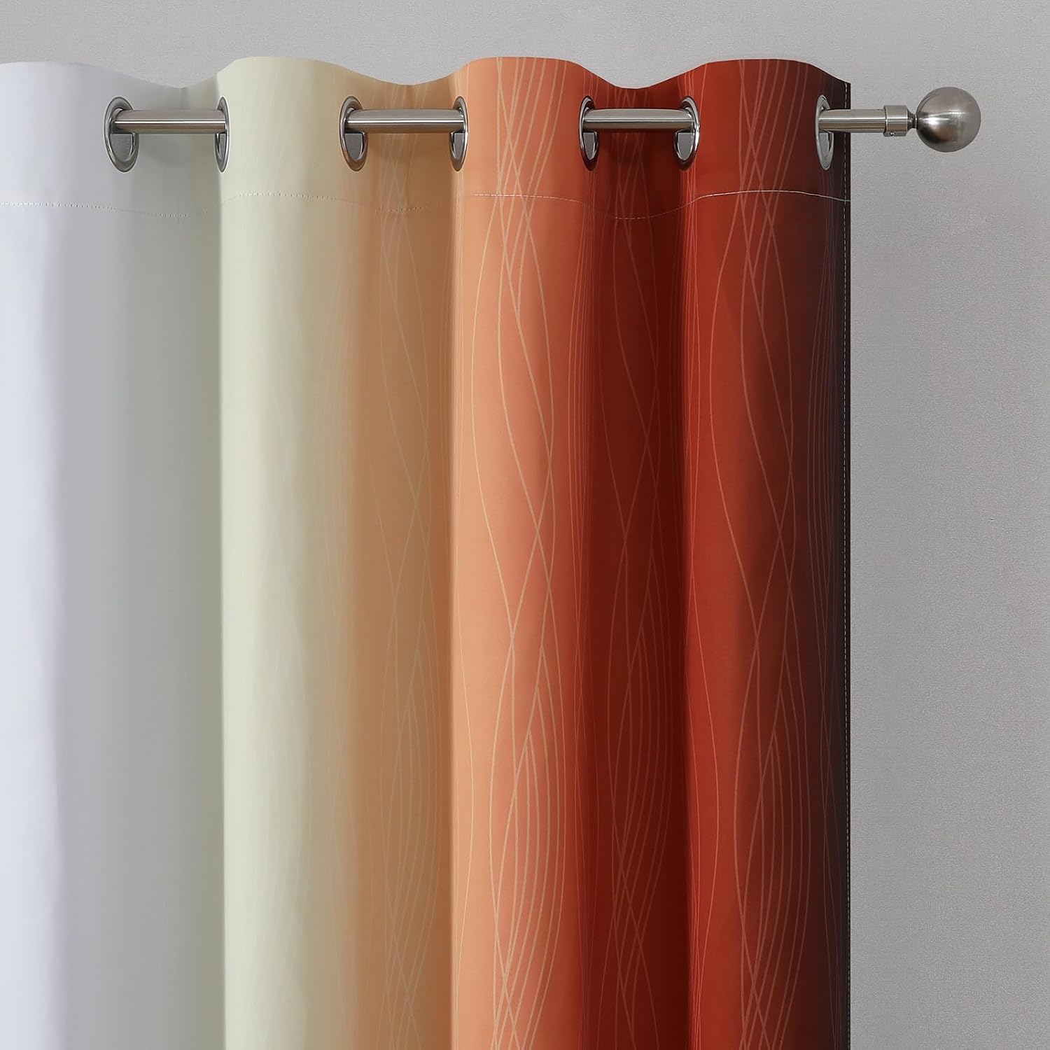 Estelartextiler Estelar Textiler Burnt Orange and Greyish White Ombre Blackout Curtains for Bedroom 102 Inch Long, Thermal Insulated Gromme…