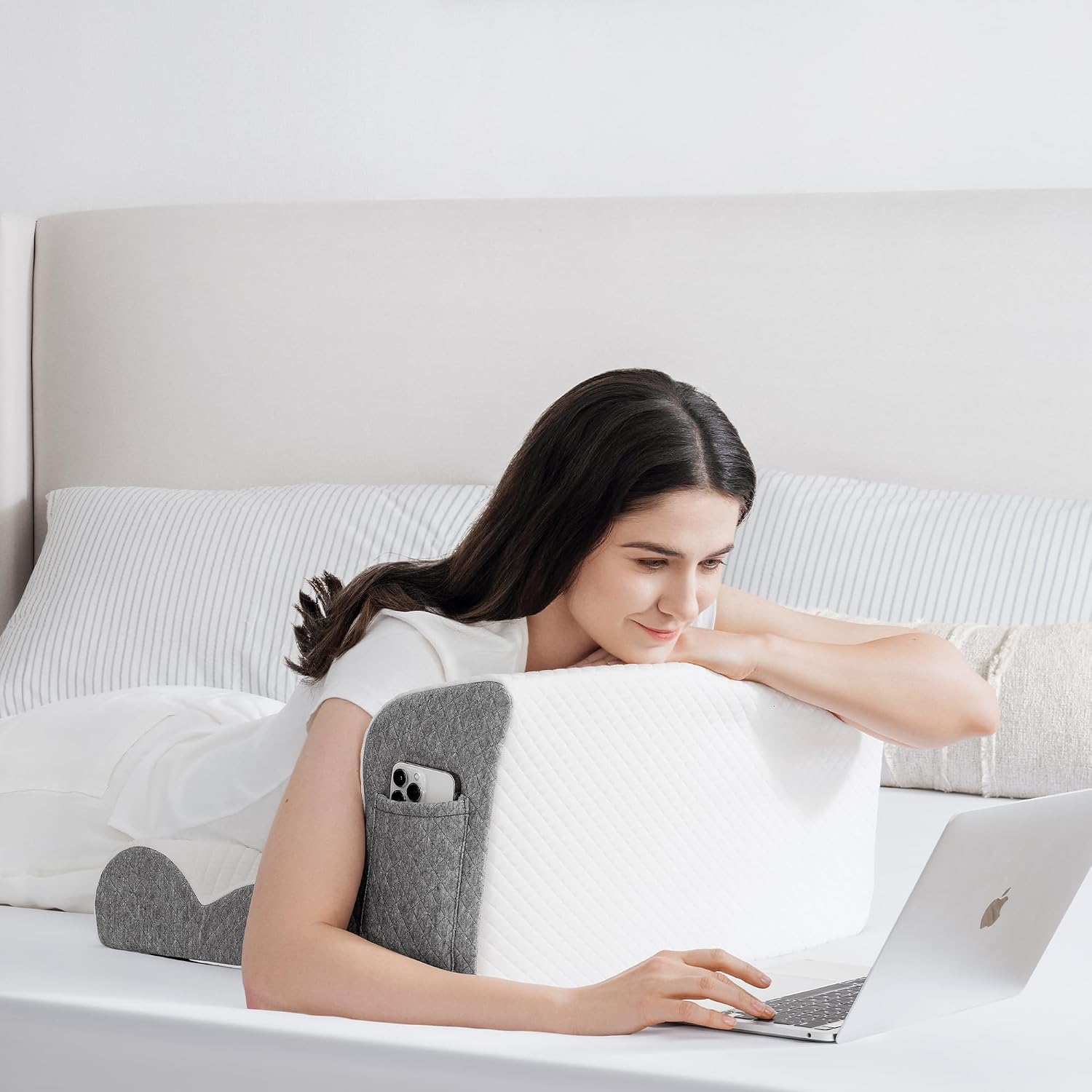 ZerOra Reading Pillow for Sitting Up in Bed Rest, Lumbar Neck Support Pillow with Back Support, Home Bedroom Sofa Dorm Essentials for…
