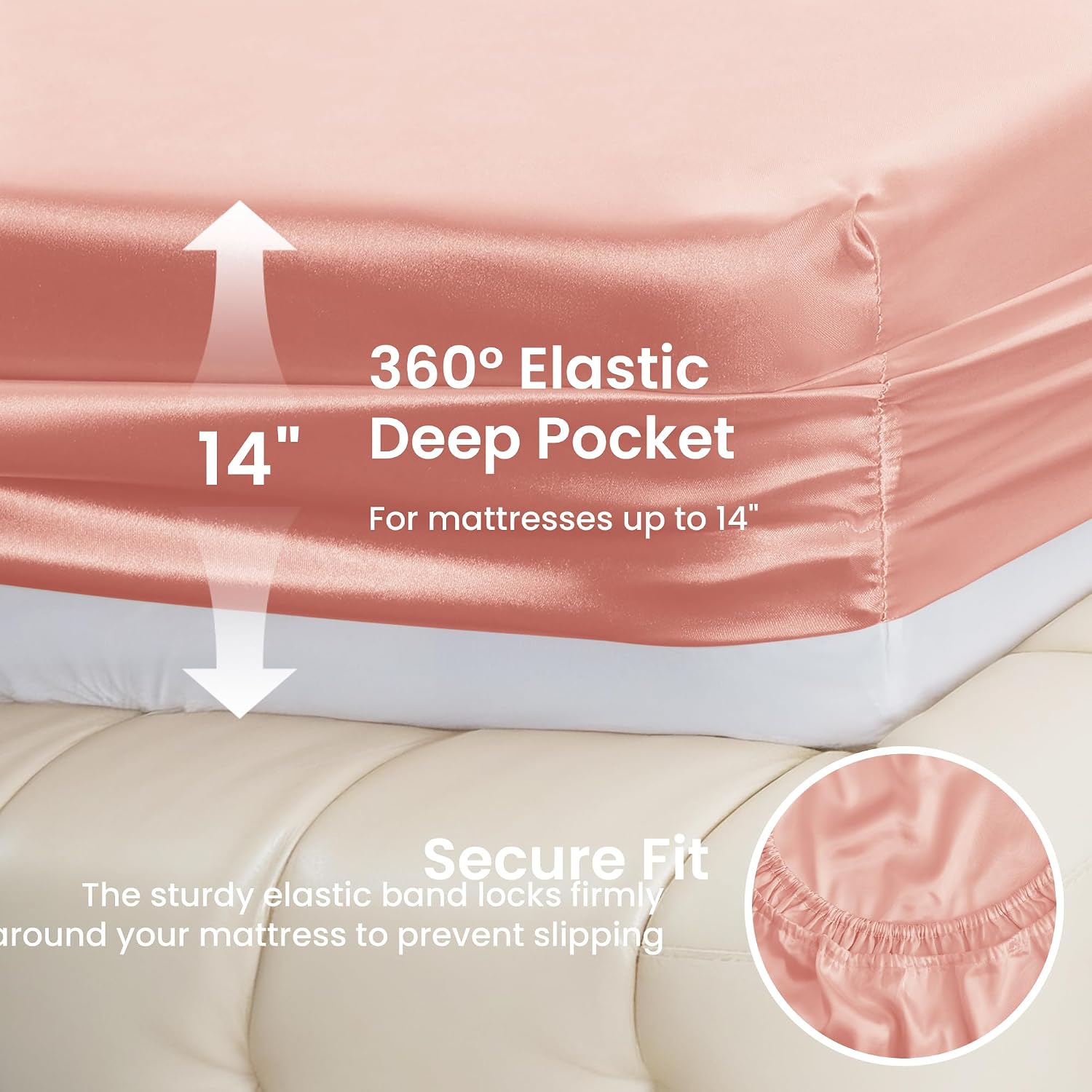 Lovescabin Love's cabin California King Satin Sheet Sets - 4 Piece Coral Silky Sheets Bed Set with Deep Pocket, Luxury Silk Feel Satin Cal…