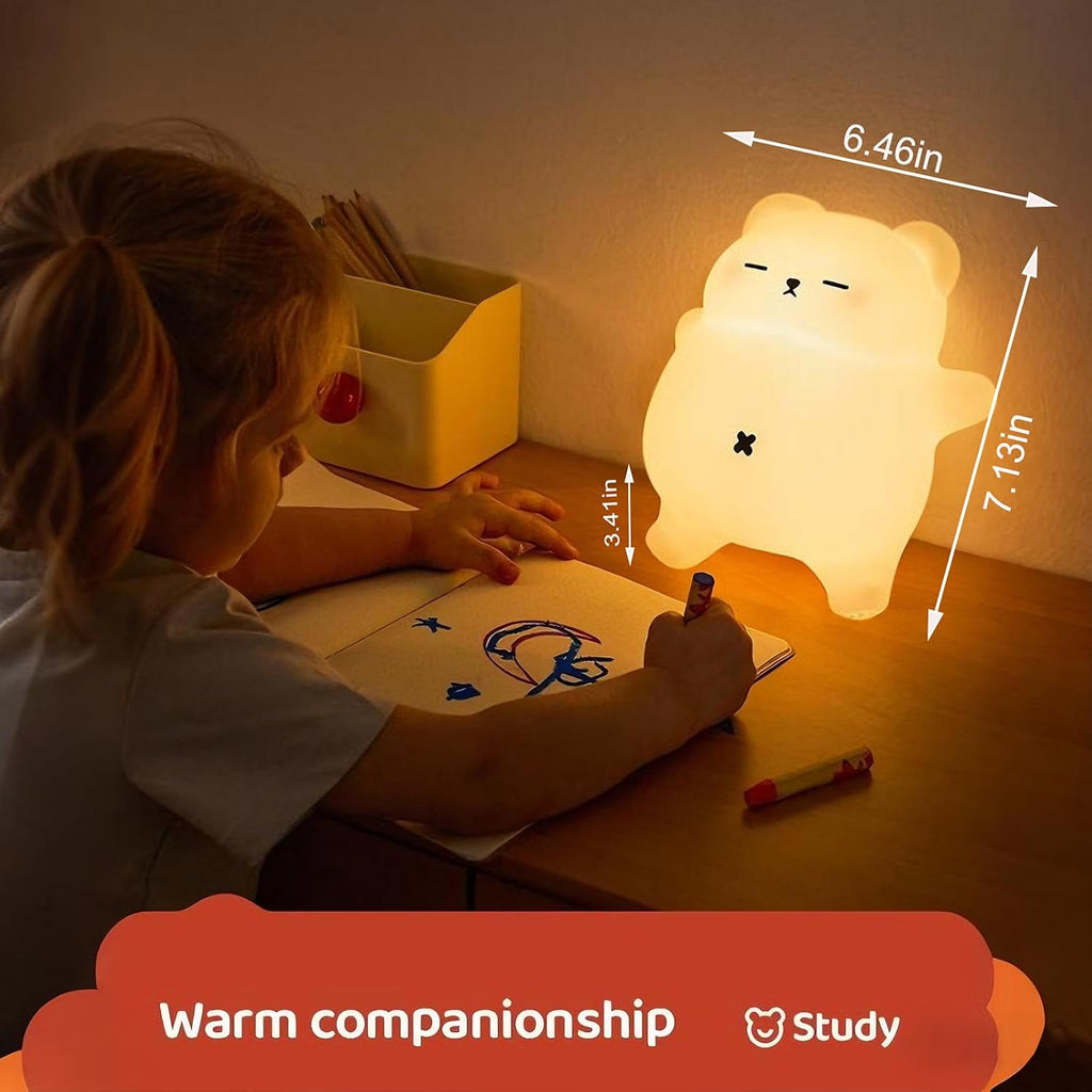Dreaming My Dream Sleeping Snoring Bear Night Light Nursery lamp for Kids,3-Level Dimmable,30Min Auto-Off Timer, Rechargeable Type-C, BPA-Fr…