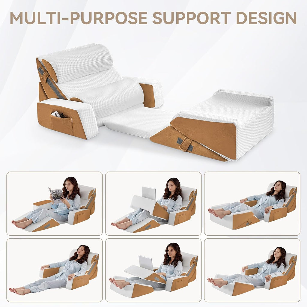 Yojoker 9PCS Orthopedic Bed Wedge Pillow Set for Sleeping, Back and Leg, Post Surgery Foam Pillow for Body, Triangle Adjustable Support Pi…