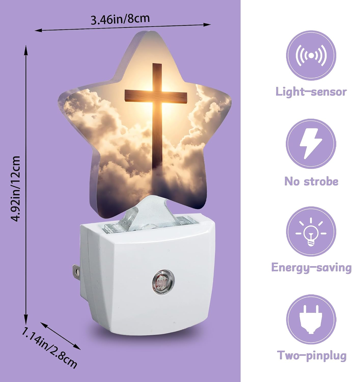 Night Light, Cross Night Lights Plug into Wall Cloud Sunset Decorations for Bedroom Bathroom, Dusk to Dawn Sensor Kitchen Hallway Stairs…