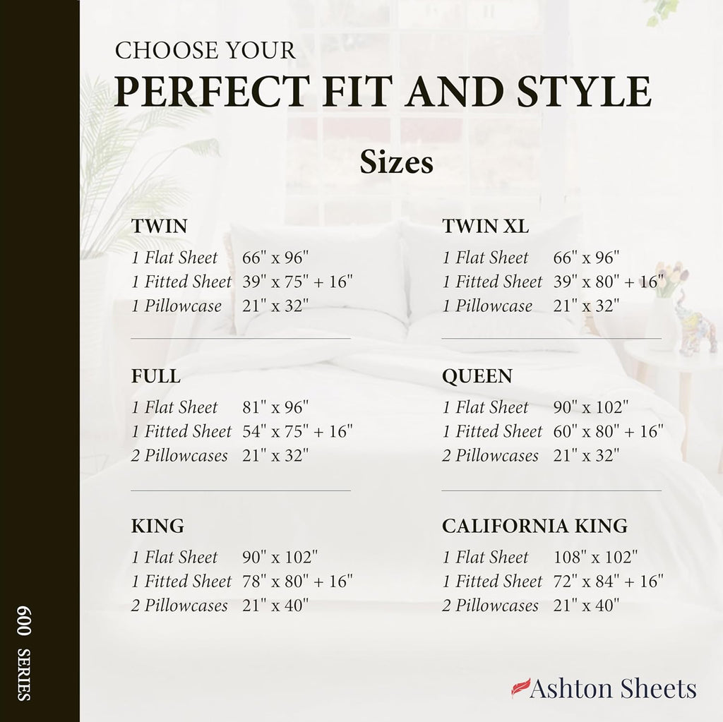 AshtonSheets 100% Egyptian Cotton Twin XL Bed Sheets Set - Luxury 600 Series Refined Collection Sheet for Twin XL Size Bed (3 PC, Light Blu…