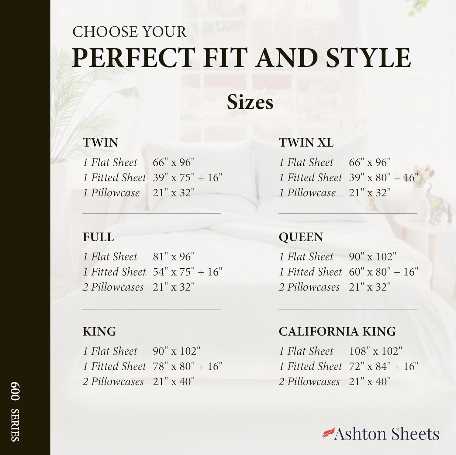 AshtonSheets 100% Egyptian Cotton Twin XL Bed Sheets Set - Luxury 600 Series Refined Collection Sheet for Twin XL Size Bed (3 PC, Light Blu…