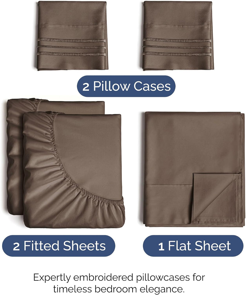 Split King Size 5 Piece Sheet Set - Comfy Breathable & Cooling Sheets - Hotel Luxury Bed Sheets for Women & Men - Deep Pockets, Easy-Fit…