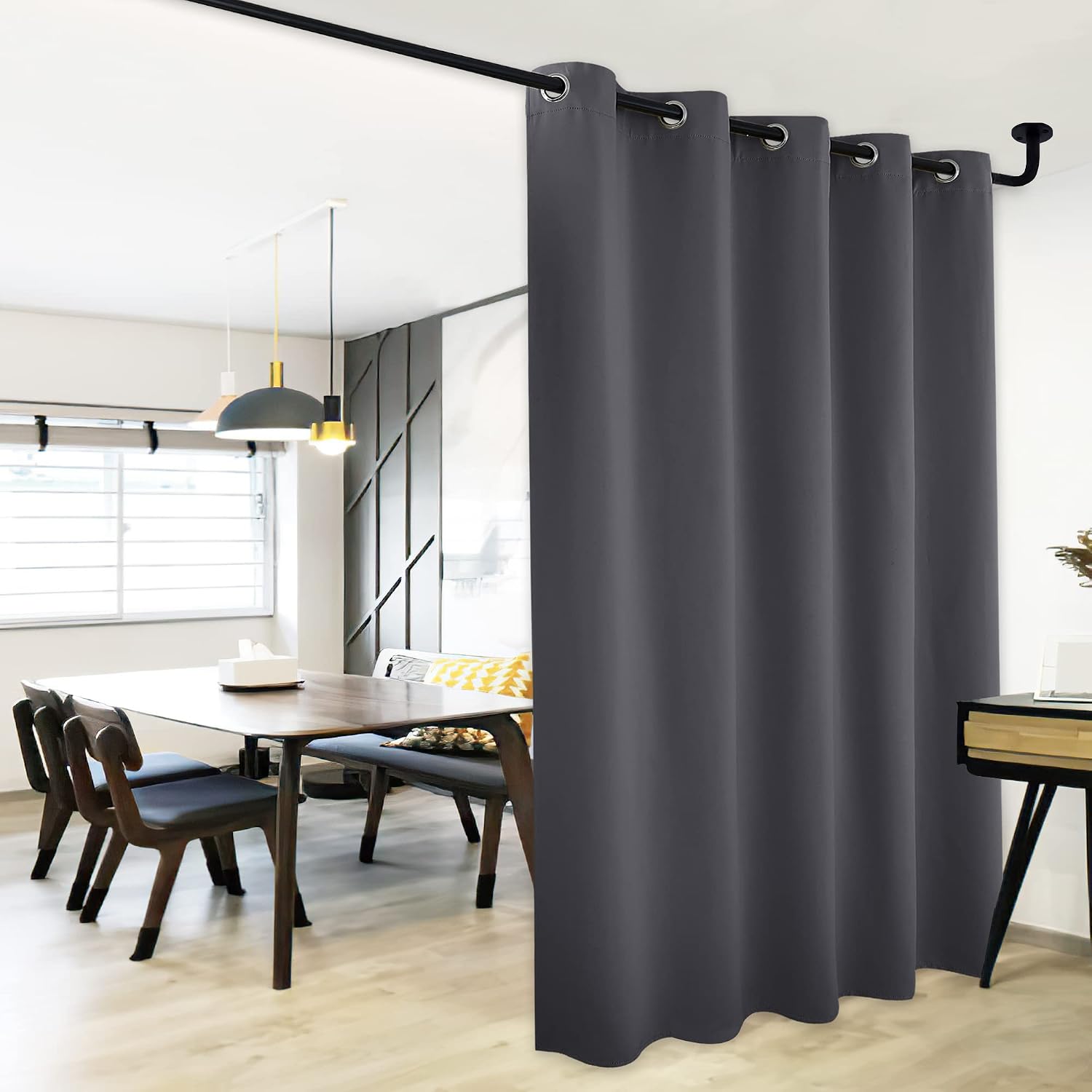 NICETOWN Sliding Door Curtains, Wide Thermal Blackout Patio Door Curtain Panel, Sliding Door Drapes/Draperies with Grommet Top (Gray, W70…