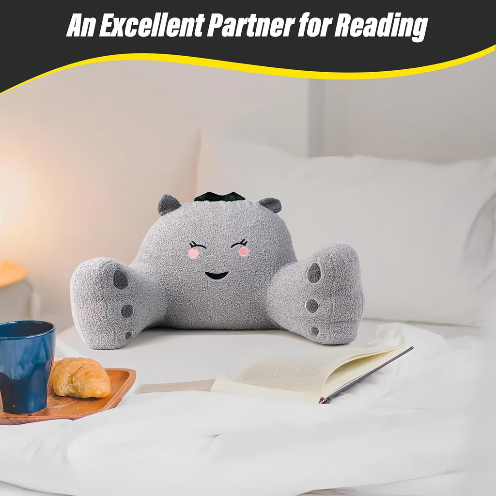 Ajicong Reading Pillow for Sitting in Bed Couch Teens/Adult, Back Rest Pillow for Sitting Up in Bed with Shredded Memory Foam, Includes Arm…