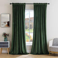 MIULEE Olive Green Velvet Curtains Thermal Insulated Blackout Curtain Drapes for Bedroom Living Room Darkening 100 Inches Long Curtains…