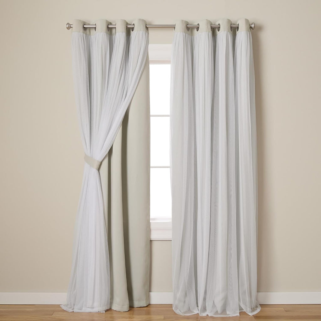TOWN & COUNTRY LUXE Talia Double Layer Indoor Curtains, Sheer and Room Darkening Blackout, Grommet Top, Energy Efficient, 2-Pack Set…