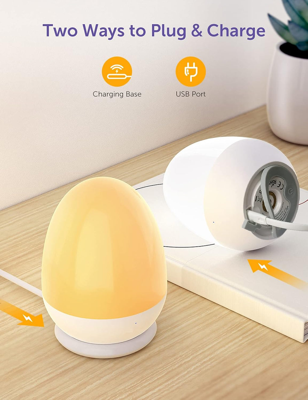 Baby Night Light for Kid, Portable Egg Nightlight with Stable Charging Pad, Touch Nursery Night Lamp for Breastfeeding, Toddler Night…