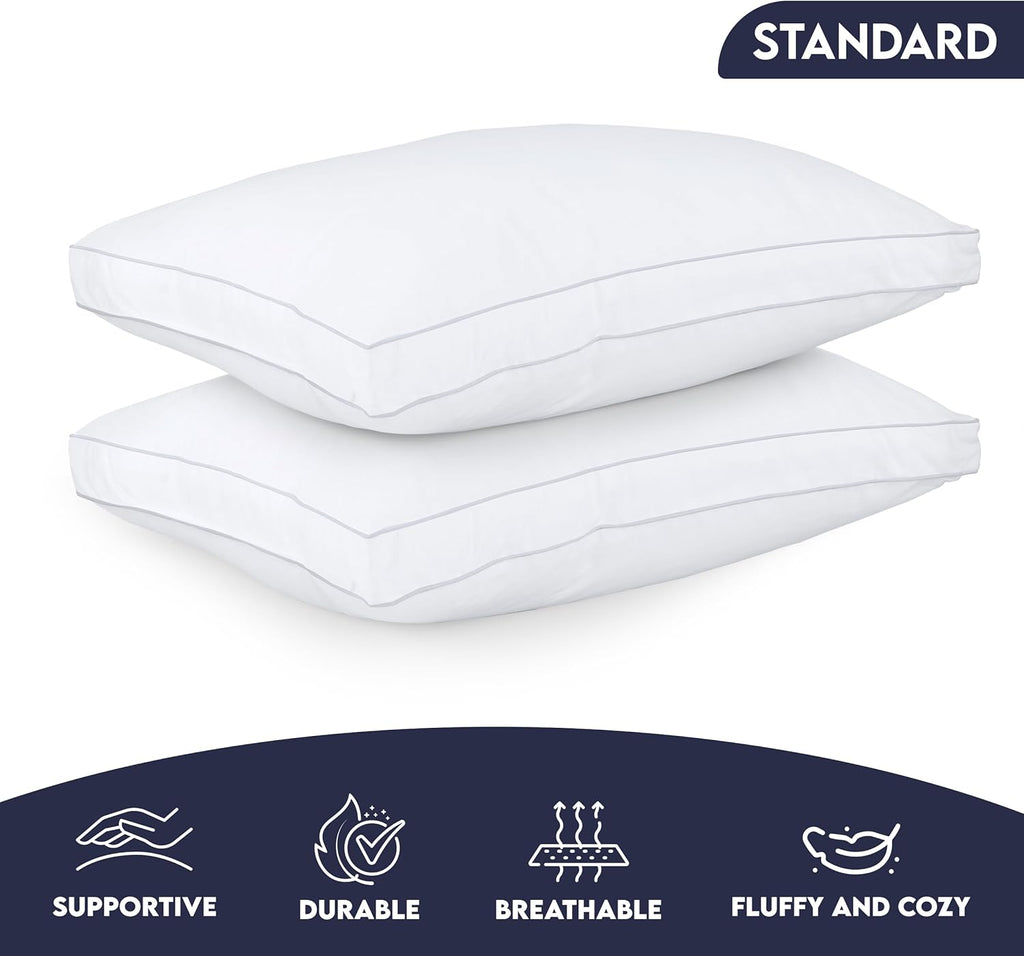 Utopiabedding Utopia Bedding Bed Pillows for Sleeping Standard Size (White), Set of 2, Soft & Fluffy Pillow with Down Alternative Filling,…