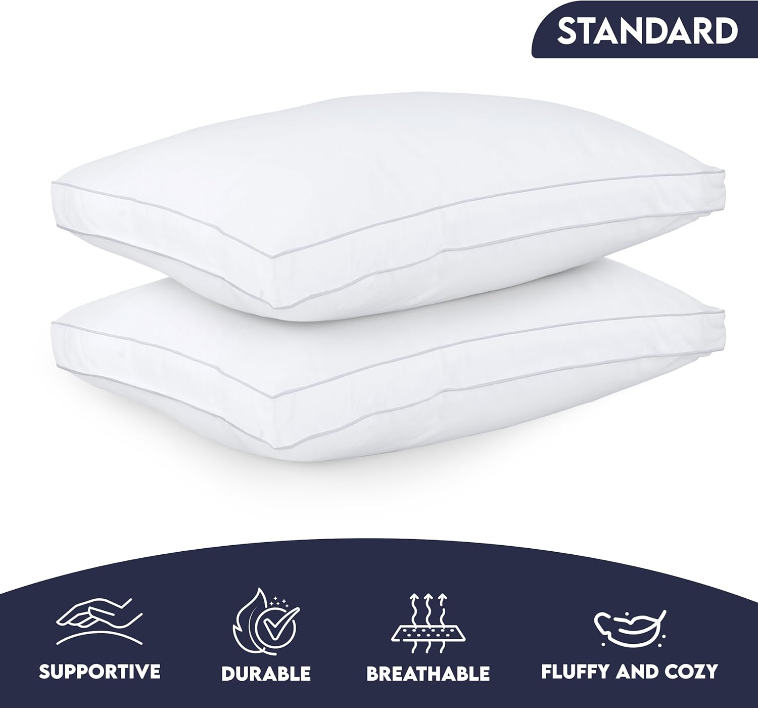 Utopiabedding Utopia Bedding Bed Pillows for Sleeping Standard Size (White), Set of 2, Soft & Fluffy Pillow with Down Alternative Filling,…
